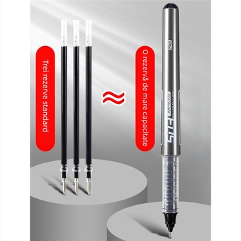 Gel cu cerneală lichidă, rollerball cu capac, uscare rapidă, negru, pentru elevi de gimnaziu