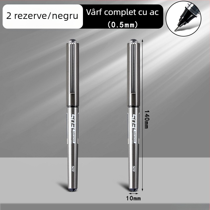 Gel cu cerneală lichidă, rollerball cu capac, uscare rapidă, negru, pentru elevi de gimnaziu
