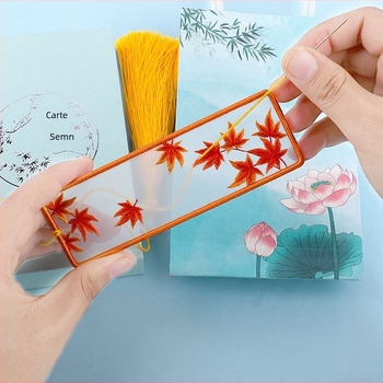 Set materiale broderie pentru semn de carte – DIY, stil chinezesc antic clasic, broderie manuală