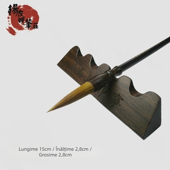 Suport de pixuri din lemn Wuzhishan cu motiv montan sculptat, suport pentru pixuri și greutate pentru hârtie, utilizare dublă pentru pensule