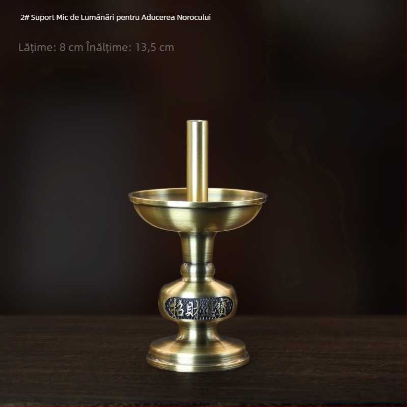 Suport de lumânare din alamă cu lotus pentru sala Buddha – decor de casă pentru rugăciune în fața lui Buddha