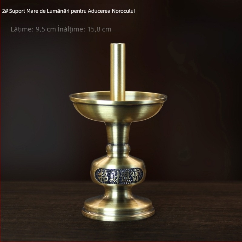 Suport de lumânare din alamă cu lotus pentru sala Buddha – decor de casă pentru rugăciune în fața lui Buddha