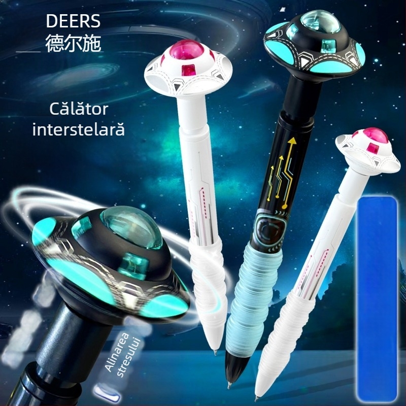 Delshi Călător Interstelar — Pix Gel Rotativ cu Planetă, 0,5 mm, pentru elevi, Negru