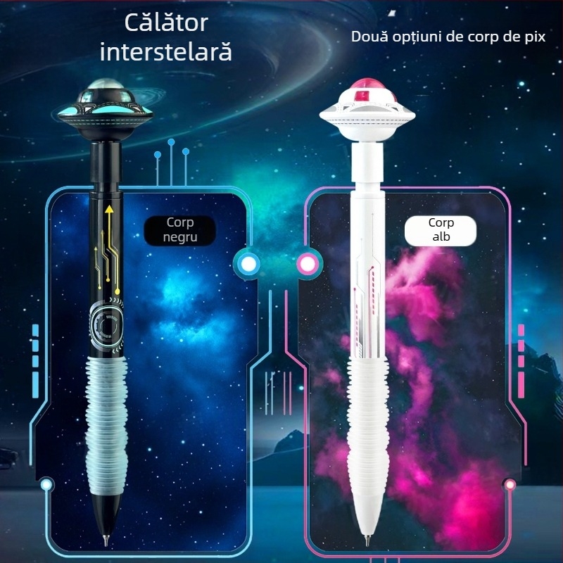 Delshi Călător Interstelar — Pix Gel Rotativ cu Planetă, 0,5 mm, pentru elevi, Negru