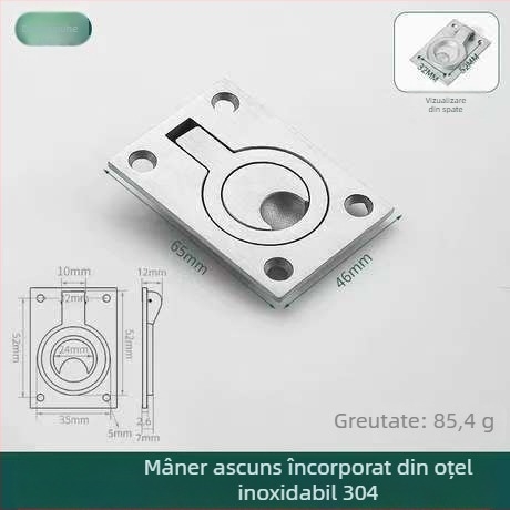Maner ascuns cu inel de tras din oțel inoxidabil 304, pentru uși, podea de mașină, punte, cabină de navă și capacul compartimentului