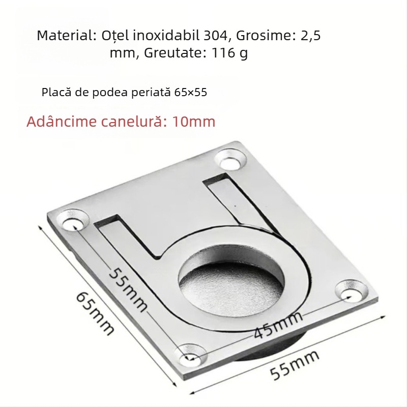 Maner ascuns cu inel de tras din oțel inoxidabil 304, pentru uși, podea de mașină, punte, cabină de navă și capacul compartimentului