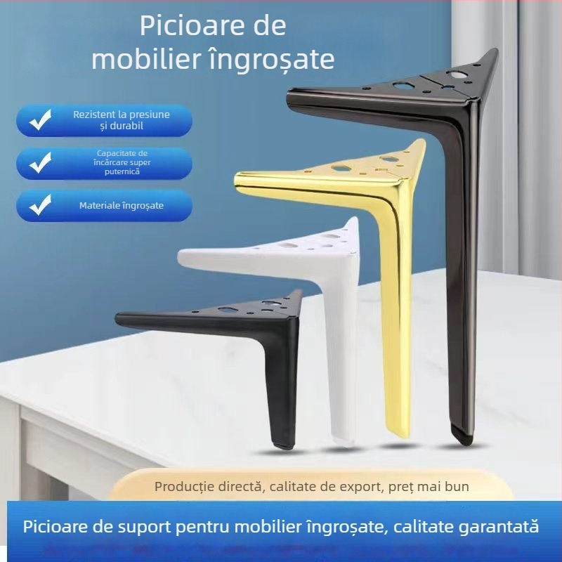 Picioare metalice cu design semicircular cu trei brațe pentru canapea, noptiere, măsuță de cafea, pat și comodă pentru televizor