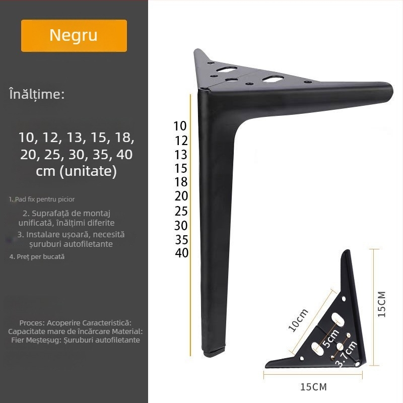 Picioare metalice cu design semicircular cu trei brațe pentru canapea, noptiere, măsuță de cafea, pat și comodă pentru televizor