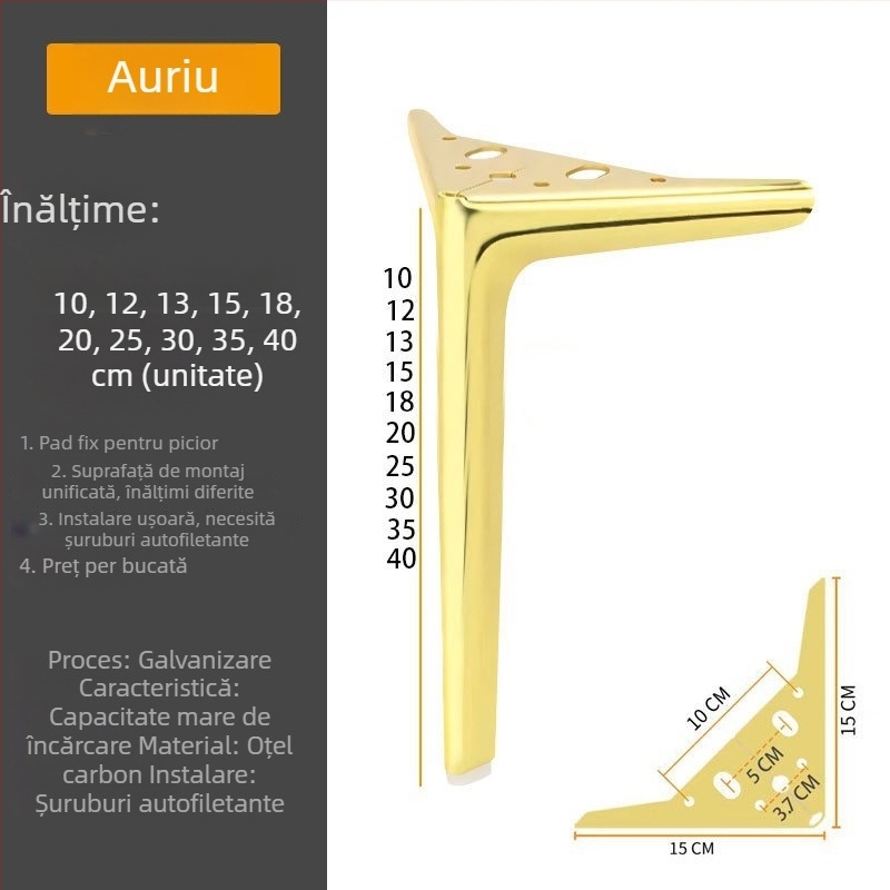 Picioare metalice cu design semicircular cu trei brațe pentru canapea, noptiere, măsuță de cafea, pat și comodă pentru televizor