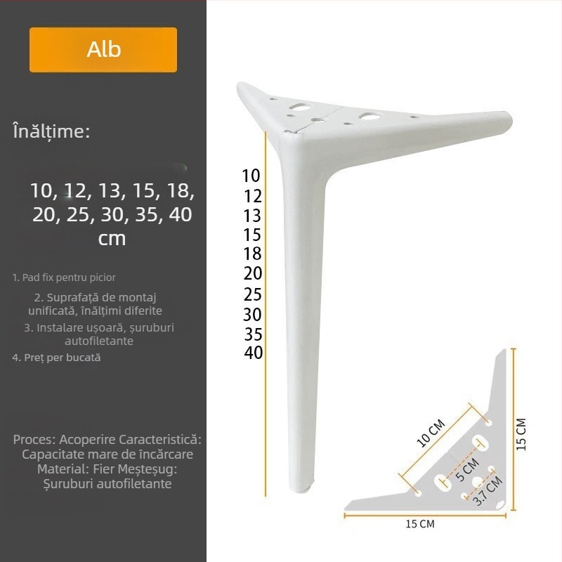 Picioare metalice cu design semicircular cu trei brațe pentru canapea, noptiere, măsuță de cafea, pat și comodă pentru televizor