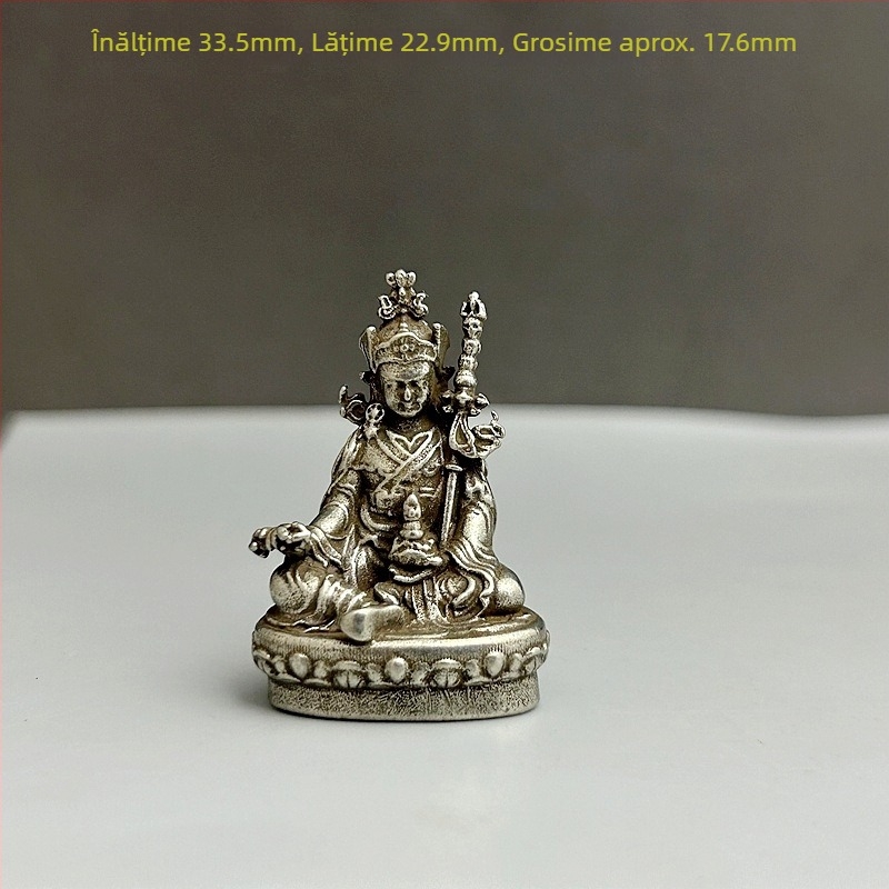 Statuetă mică Buddha din cupru pur, solidă, în stil antic, portabilă – Shakyamuni și Buddha-ul Medic, Zeul Galben al Bogăției
