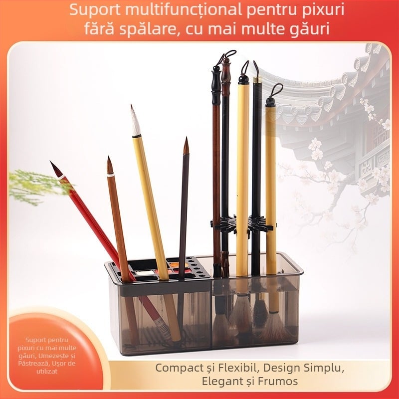 Suport suspendat pentru pixuri și pensule, cu mai multe compartimente, decor de perete pentru pictură chineză și caligrafie