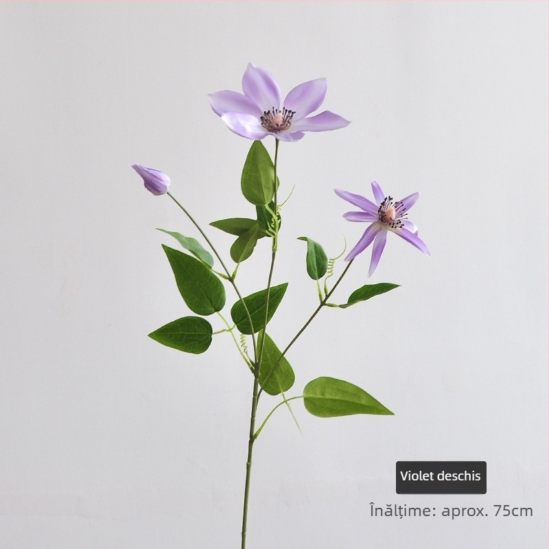 Clematis artificială - viță suspendată pentru decor de nuntă și casă, floare din mătase, roz-liliac