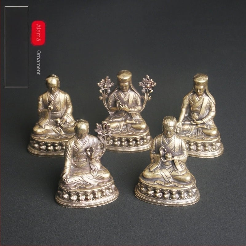 Statuetă Buddha din alamă Sakya – Cinci Patriarhi, pentru altarul de acasă