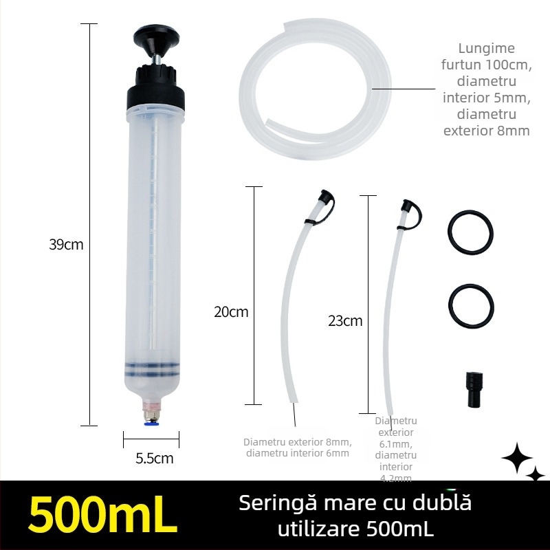 Unealtă de schimb ulei tip seringă, cu aspirație și injecție — pompă manuală pentru ulei de motor și lichid de frână, curățare a depunerilor de carbon la mașină