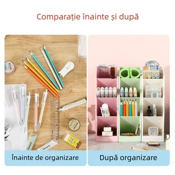 Chenguang Suport multifuncțional pentru pixuri și cutie de depozitare, capacitate mare, design înclinat, organizator pentru birou