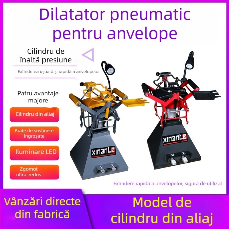 Extensor pneumatic pentru anvelope, acționat prin pedala — unealtă pentru demontarea și montarea anvelopelor