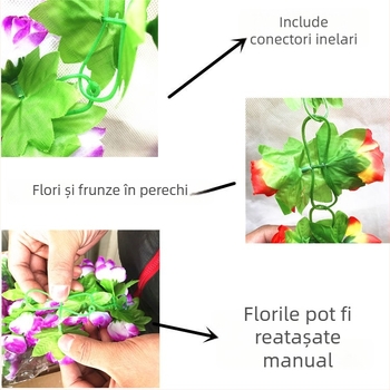 Viță artificială cu flori de mătase pentru decorul tavanului, înălțime 100–200 cm