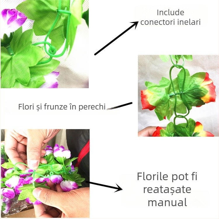 Viță artificială cu flori de mătase pentru decorul tavanului, înălțime 100–200 cm