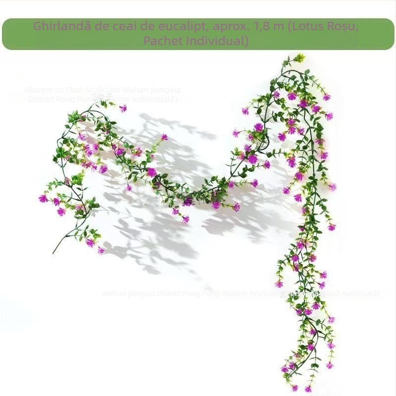 Liană artificială de eucalipt, cu elemente de mandală – plantă decorativă de interior, lungime 1,8 m
