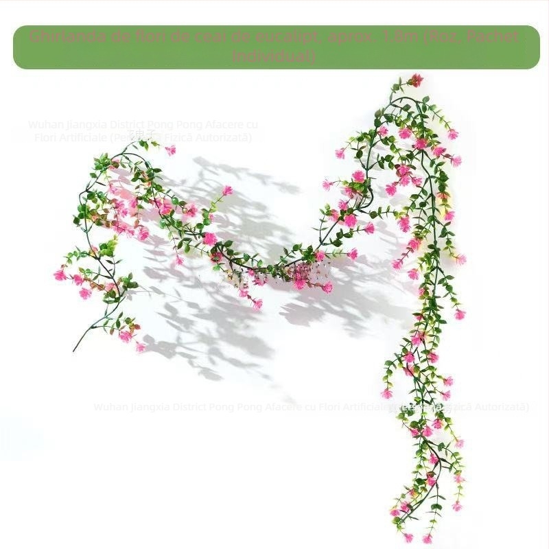 Liană artificială de eucalipt, cu elemente de mandală – plantă decorativă de interior, lungime 1,8 m