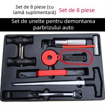 Kit de demontare și montaj parbriz, set de 8 unelte pentru sticlă auto, cablu de tracțiune din oțel
