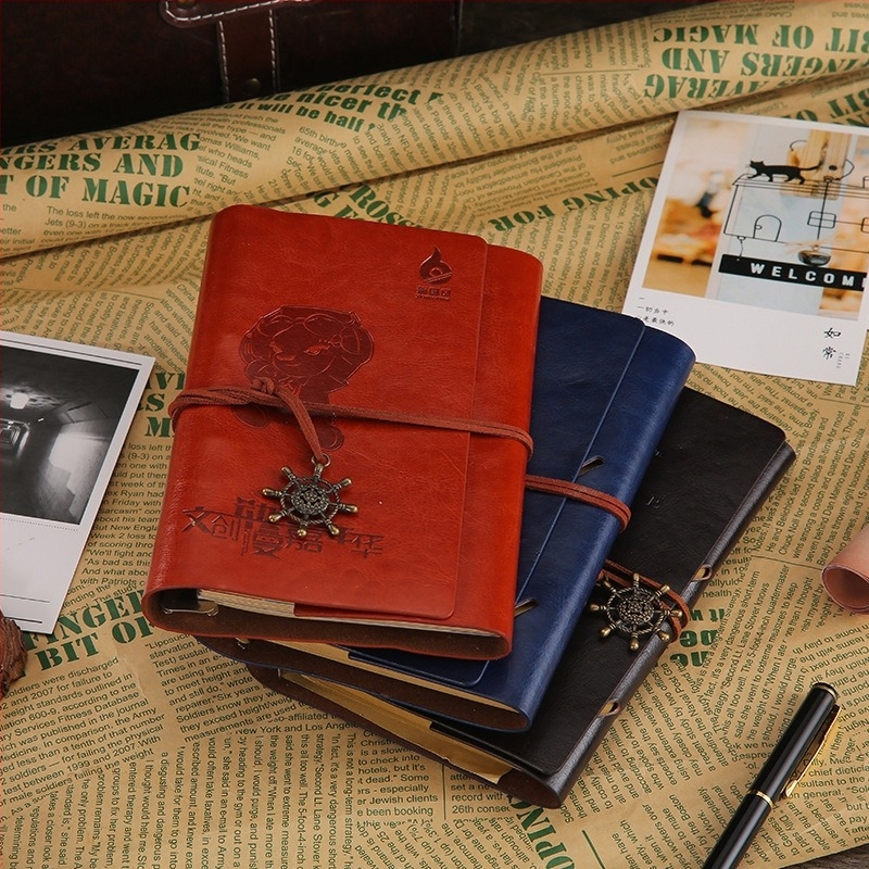 Jurnal de călătorie A6 din kraft, stil european retro, cu foi detașabile, gros pentru planificare de afaceri, imprimare a logo-ului