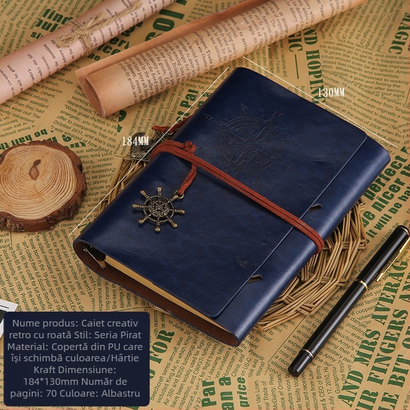Jurnal de călătorie A6 din kraft, stil european retro, cu foi detașabile, gros pentru planificare de afaceri, imprimare a logo-ului