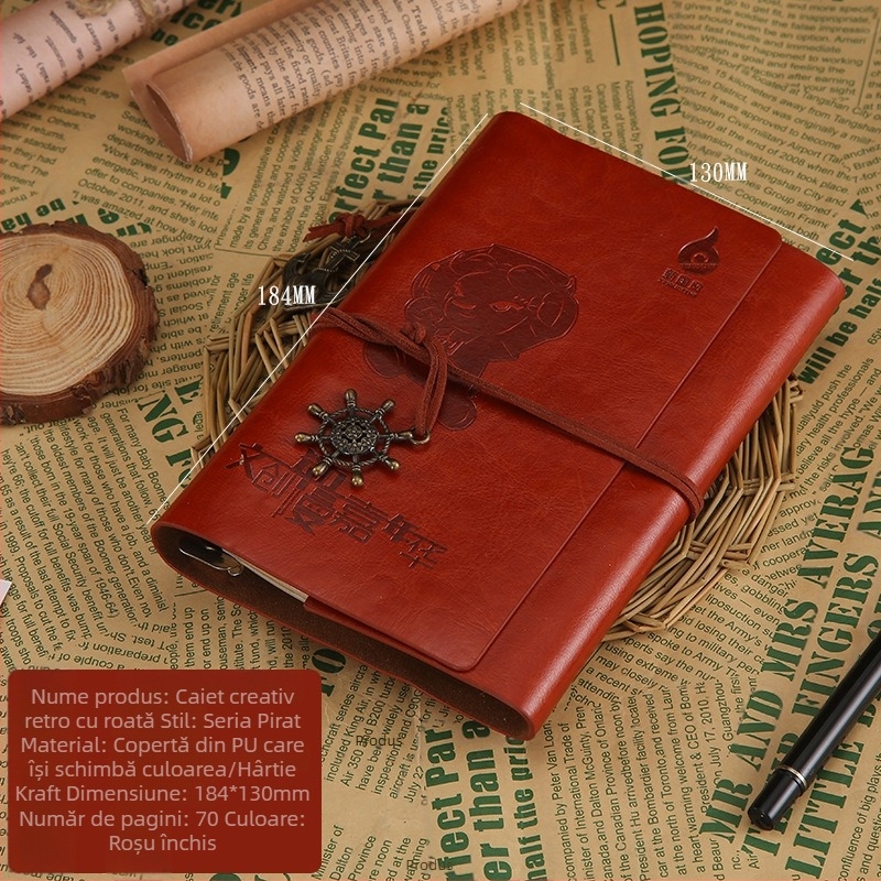 Jurnal de călătorie A6 din kraft, stil european retro, cu foi detașabile, gros pentru planificare de afaceri, imprimare a logo-ului