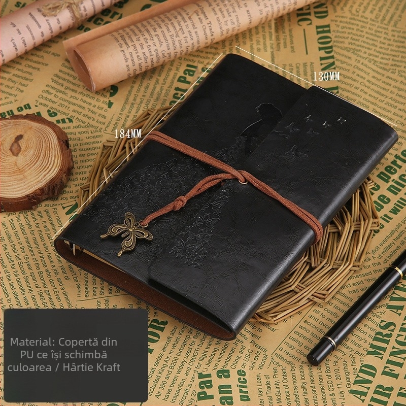 Jurnal de călătorie A6 din kraft, stil european retro, cu foi detașabile, gros pentru planificare de afaceri, imprimare a logo-ului