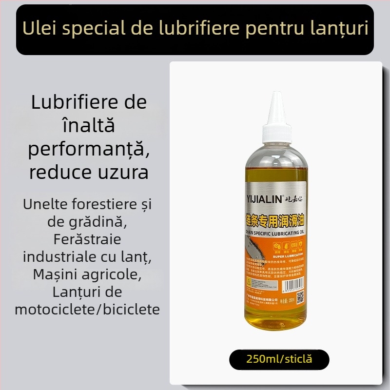 Lubrifiant pentru lanțuri de ferăstrău și utilaje de grădină; ulei de întreținere rezistent la uzură pentru lanțuri de motocicletă și bicicletă