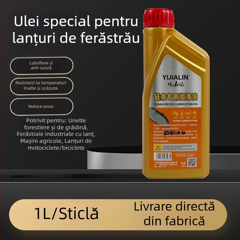 Lubrifiant pentru lanțuri de ferăstrău și utilaje de grădină; ulei de întreținere rezistent la uzură pentru lanțuri de motocicletă și bicicletă