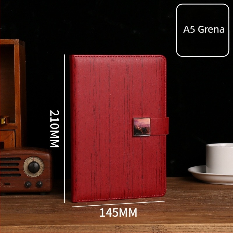 Jurnal PU cu textură lemnoasă, set cadou în cutie, notebook de afaceri cu stilou și logo personalizat