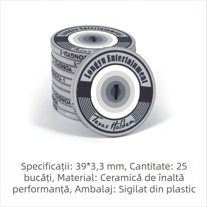 Chipuri ceramice Texas Hold'em, 39 mm, set premium de 1000 bucăți pentru poker și jocuri de cărți