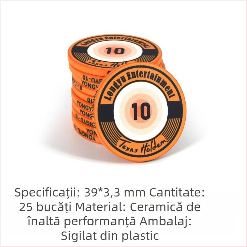 Chipuri ceramice Texas Hold'em, 39 mm, set premium de 1000 bucăți pentru poker și jocuri de cărți