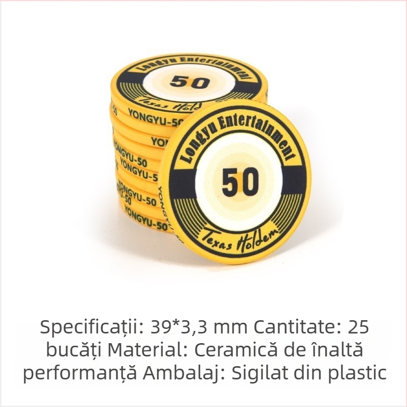 Chipuri ceramice Texas Hold'em, 39 mm, set premium de 1000 bucăți pentru poker și jocuri de cărți