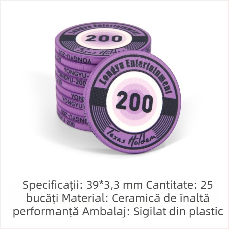 Chipuri ceramice Texas Hold'em, 39 mm, set premium de 1000 bucăți pentru poker și jocuri de cărți