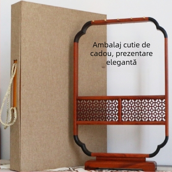 Suport de pensule din lemn masiv cu stand de expunere pentru caligrafie, design simplu retro, stil chinezesc