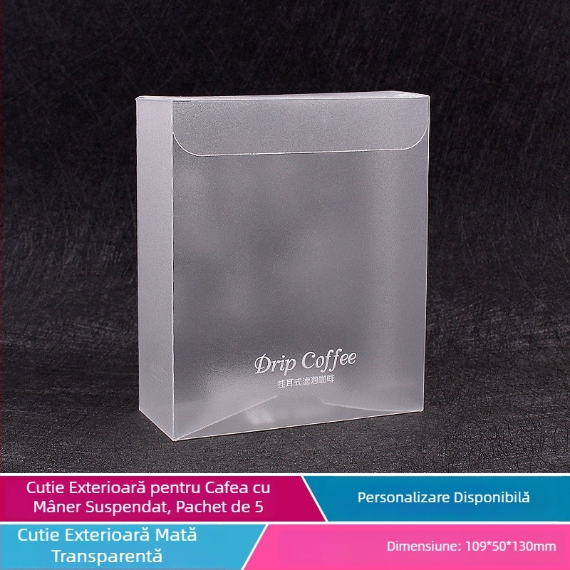 Intention Cutie transparentă PVC pentru cafea drip, imprimare color