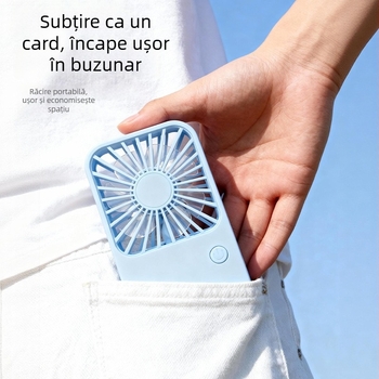 Model nou 2026: ventilator de birou mini, portabil, ultra-subțire, cu USB și baterie încorporată