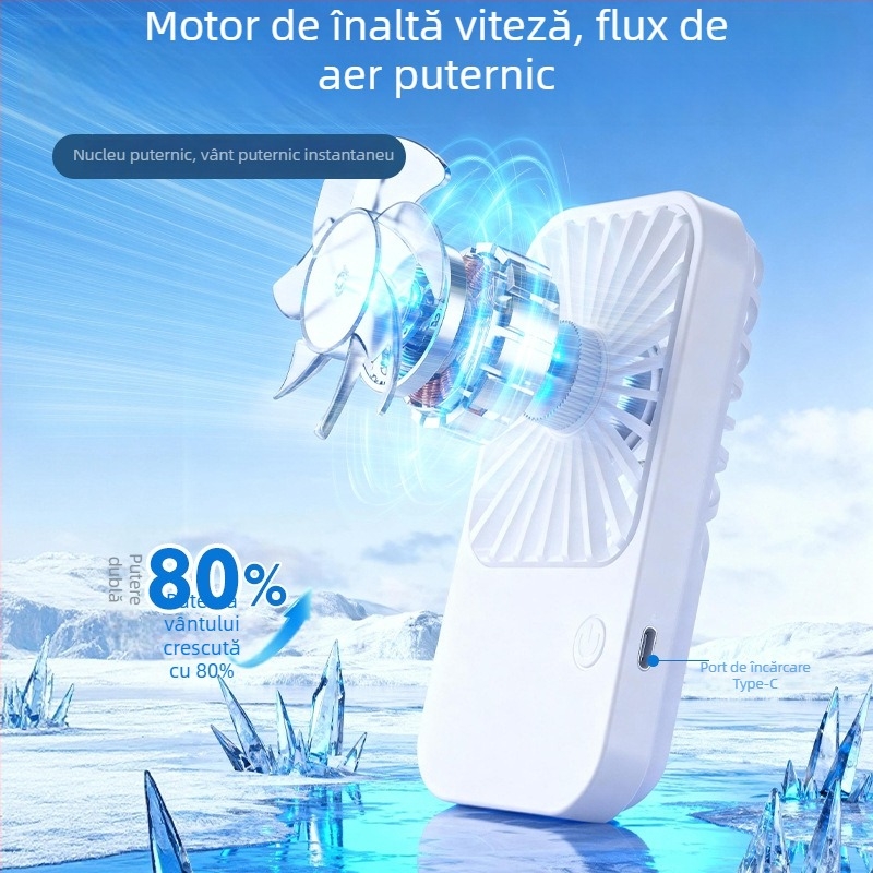 Model nou 2026: ventilator de birou mini, portabil, ultra-subțire, cu USB și baterie încorporată