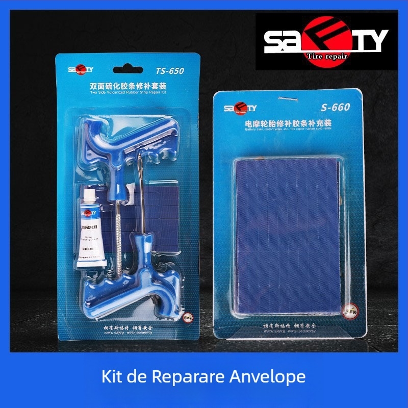 Siford set de unelte pentru repararea anvelopelor cu bandă de cauciuc, pentru anvelope tubeless, potrivit pentru motociclete și vehicule electrice, bandă din cauciuc vulcanizat de înaltă calitate, reparație rapidă a anvelopelor