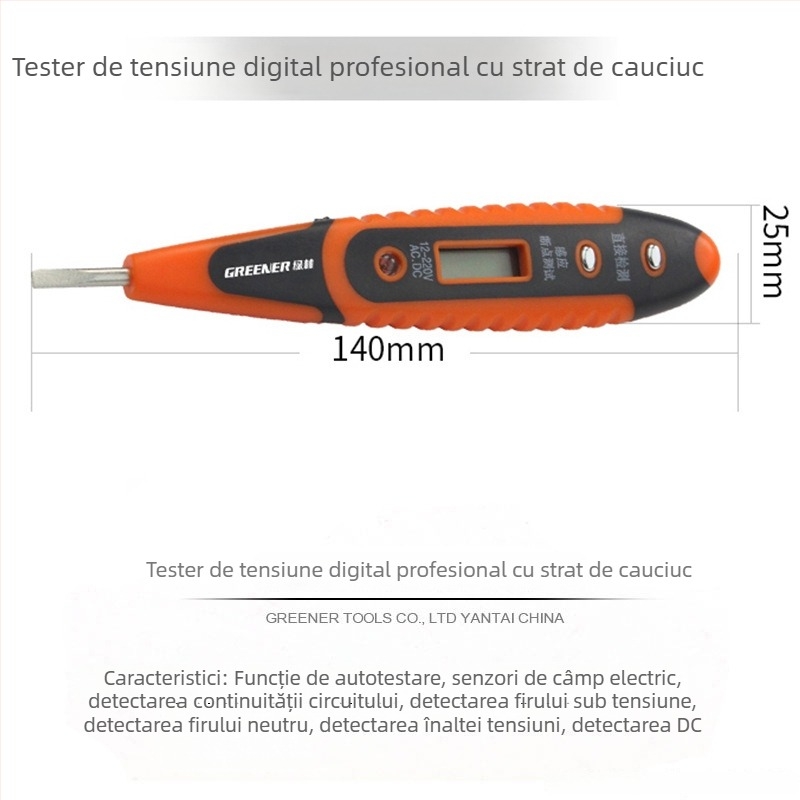 Green Forest stilou de testare a tensiunii cu afișaj digital – senzor multifuncțional, detecție a liniilor casnice, precizie înaltă, 2018 pentru electricieni