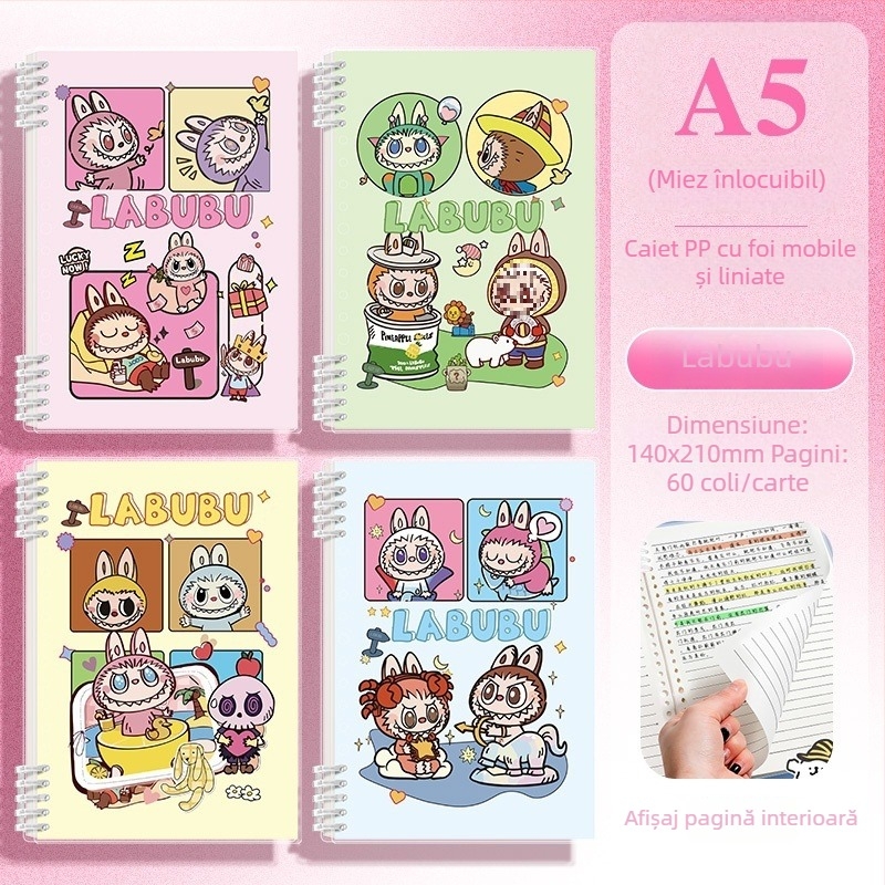 Set caiete cu pui de câine desenat – foi perforate: 5 caiete, 7 caiete de notițe, 5 planificatoare