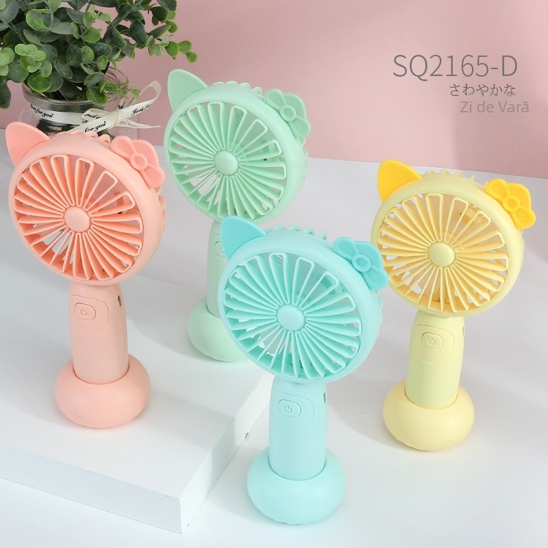 Ventilator de mână cu LED, încărcare USB, portabil pentru exterior, cu design desen animat