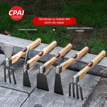 Sapa de grădină din oțel cu mâner din lemn – unealtă de grădină cu două funcții pentru plivire, plantarea florilor și legumelor, săpat în aer liber