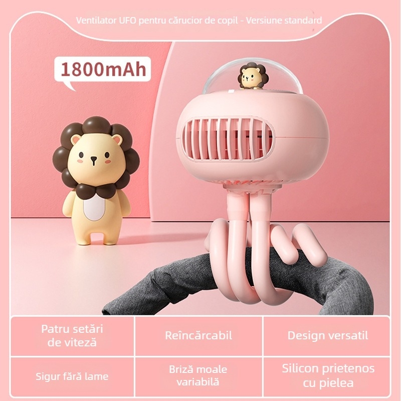 Ventilator de mână fără palete, în formă de caracatiță, USB, cu baterie încorporată, compact și portabil