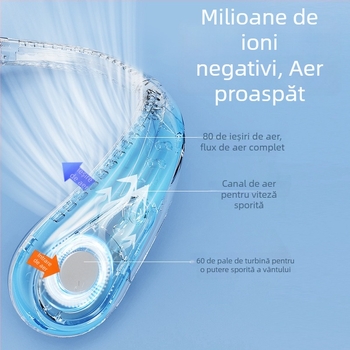 Ventilator mic fără palete pentru gât, silențios, portabil pentru exterior, răcire USB