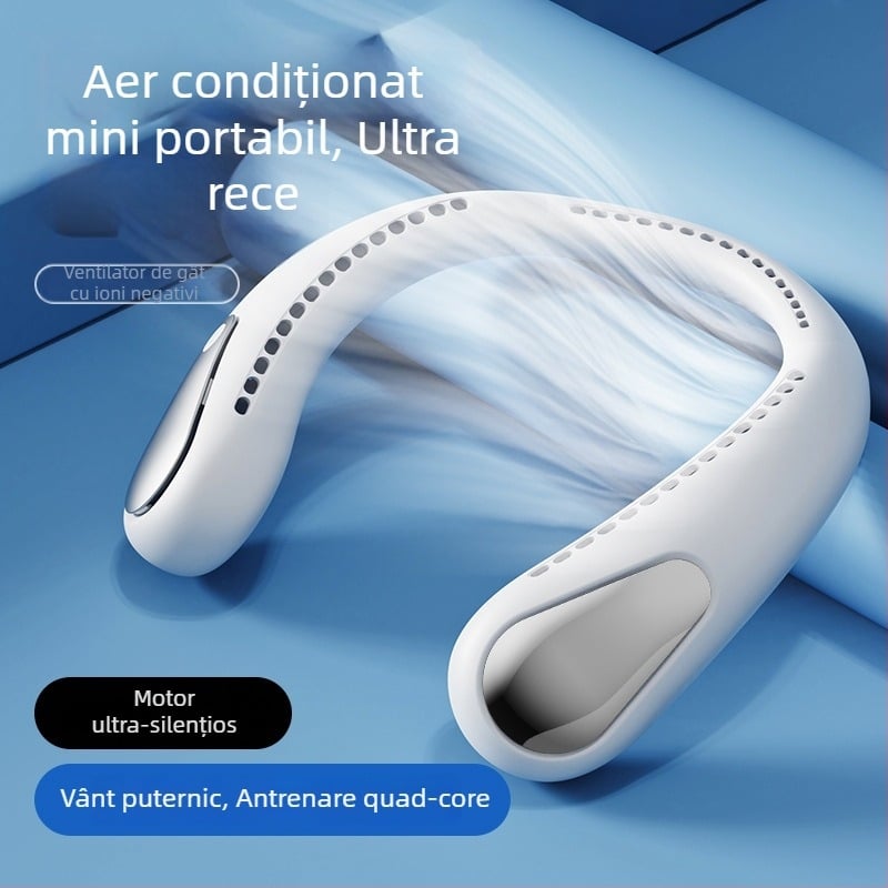 Ventilator mic fără palete pentru gât, silențios, portabil pentru exterior, răcire USB