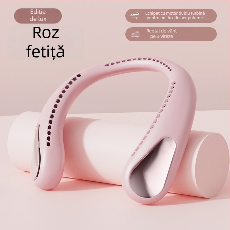 Ventilator mic fără palete pentru gât, silențios, portabil pentru exterior, răcire USB